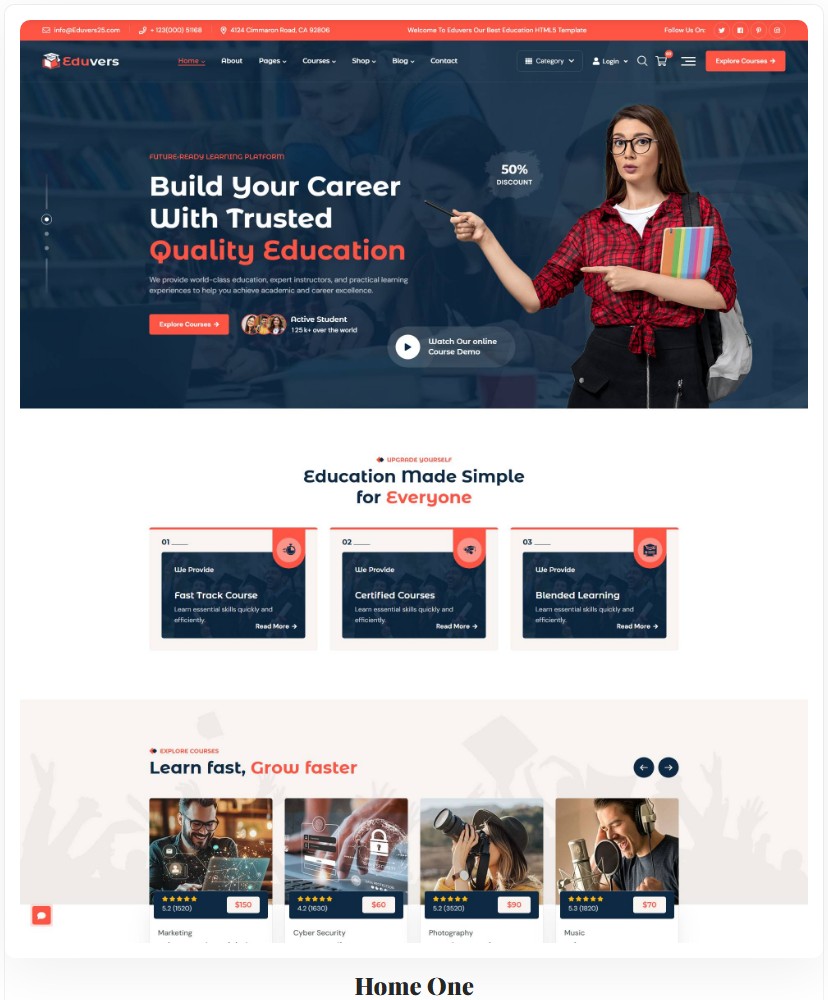 Eduvers – Modern Education, University & Online Course HTML5 Template