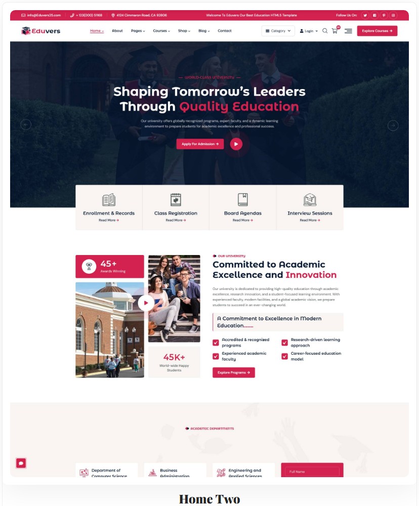 Eduvers – Modern Education, University & Online Course HTML5 Template