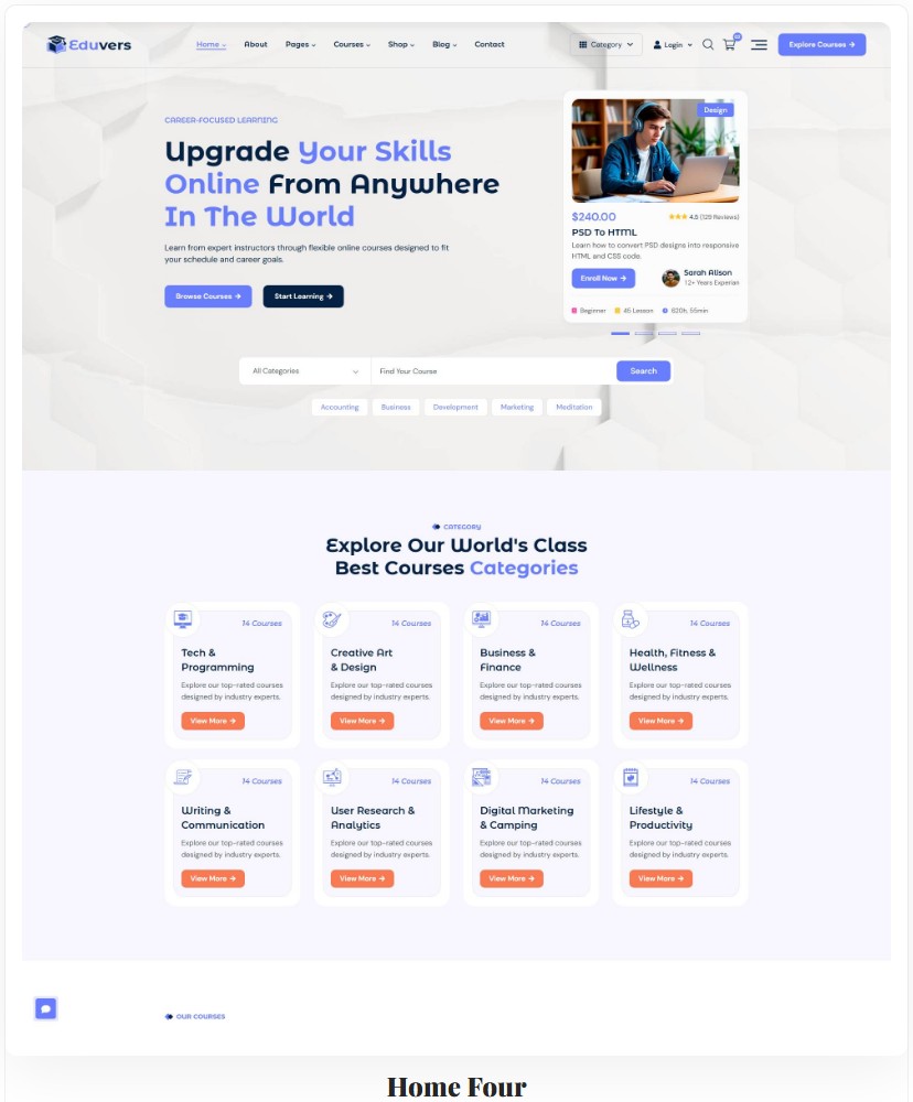 Eduvers – Modern Education, University & Online Course HTML5 Template