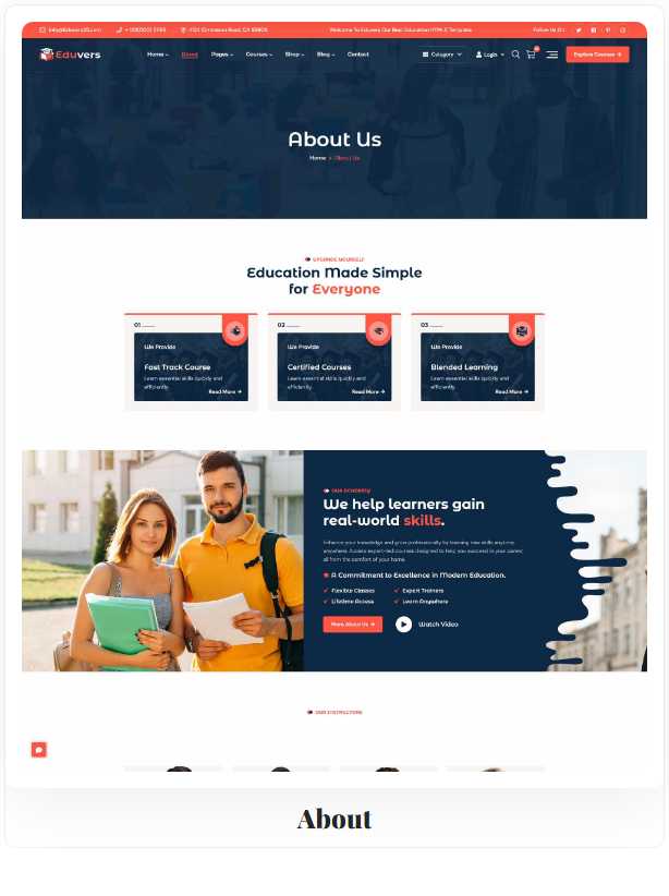 Eduvers – Modern Education, University & Online Course HTML5 Template