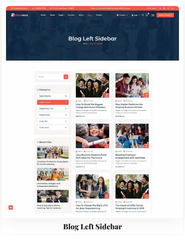 Eduvers – Modern Education, University & Online Course HTML5 Template
