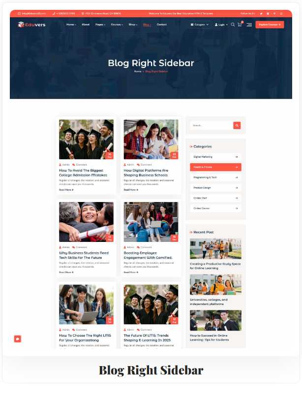 Eduvers – Modern Education, University & Online Course HTML5 Template