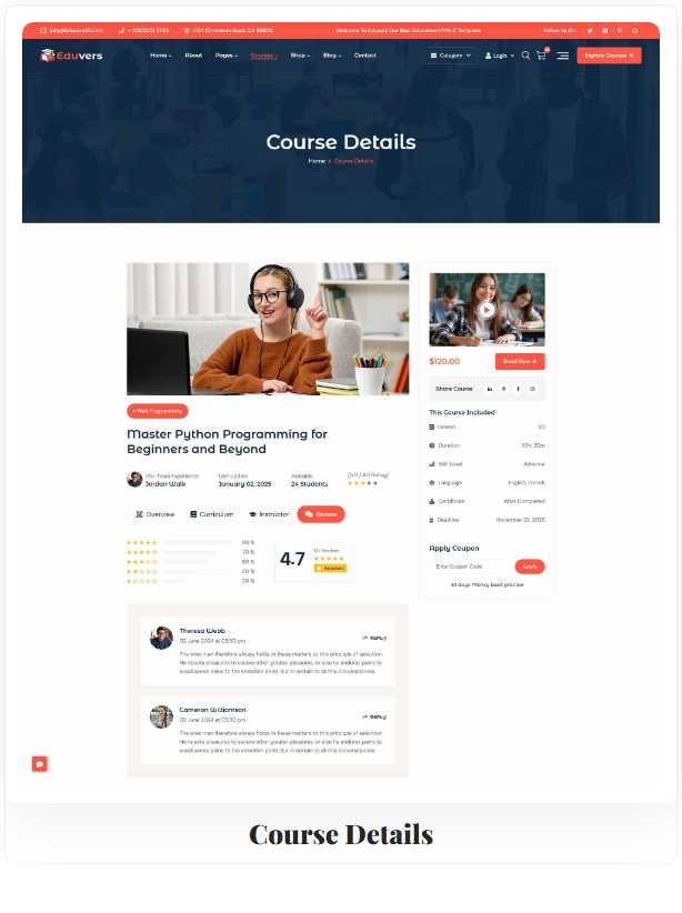 Eduvers – Modern Education, University & Online Course HTML5 Template