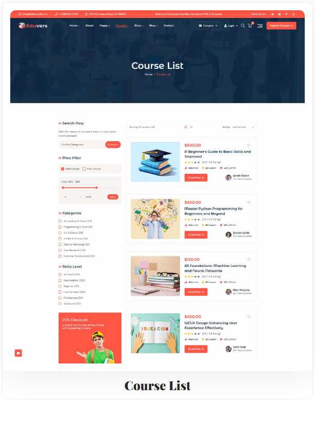 Eduvers – Modern Education, University & Online Course HTML5 Template