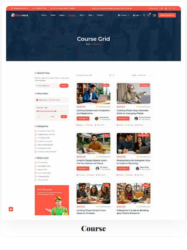 Eduvers – Modern Education, University & Online Course HTML5 Template